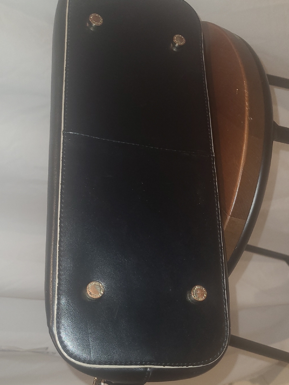 Danier Black Leather Dome Satchel Bag with Contrast Trim - Picture 9 of 9